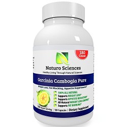 Garcinia Cambogia By Naturo Sciences – Extract Pure – 180 Count – 1000mg HCA Per Serving- Ultra Slim Weight Management – Natural Appetite Suppressant and Weight Loss Supplement – Lose Belly Fat Fast – Read Below and Learn How to Naturally Lose Weight Without Feeling Like You’re on a Diet – 90 Servings