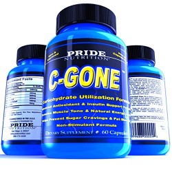 #1 Fat Burner – PRIDE C-GONE – All Natural Non-Stimulant Carb Blocker and Fat Absorber – Satisfaction Guaranteed – Best Weight Loss Supplement with Chromium Picolinate, Acetyl-L-Carnitine, L-Glutamine, Alpha Lipoic Acid, Gymnema Extract and Vanadyl Sulfate – Helps Fight Sugar Cravings and Improves Muscle Tone and Definition.