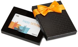 Amazon.com Black Gift Card Box – $50, Birthday Presents Card