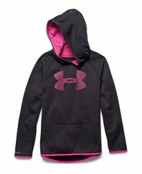 Under Armour Kids Girl’s UA Armour® Fleece Big Logo Hoodie (Big Kids) Black/Rebel Pink/Rebel Pink Sweatshirt MD (10-12 Big Kids)