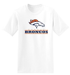 Mens Denver Broncos T-Shirt, NFL Football (Large, White)