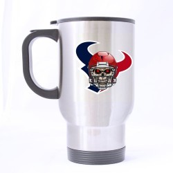 BOLALA Houston Texans Skull Customized Design Travel Mug Coffee Mug Creative Sport Cup Personalized Tea Cup 14OZ
