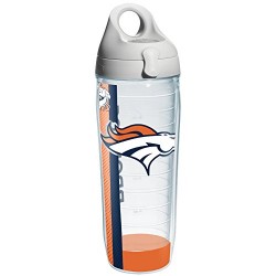 Tervis 1104739 NFL Denver Broncos Wrap Individual Water Bottle with Gray lid, 24 oz, Clear