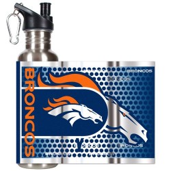 NFL Denver Broncos Water Bottle with Metallic Wrap and Pop-Up Spout, Stainless Steel, 26-Ounce