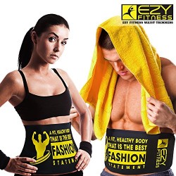 Ezy Fitness Waist Trimmer Ab Belt for Men & Women – Waist Trainer Made of Neoprene 10″ Width & Fits up to 46″ in Length – Low Back & Lumbar Support – Abdominal Trainer & Acts As Abs/Core Trainer