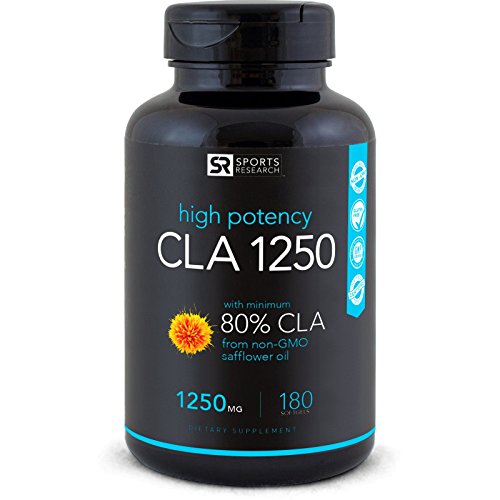 CLA 1250 (High Potency) 180 Veggie Softgel Capsules | Natural Weight-loss Supplement for Men & Women | Vegan Safe, non-GMO and Gluten Free