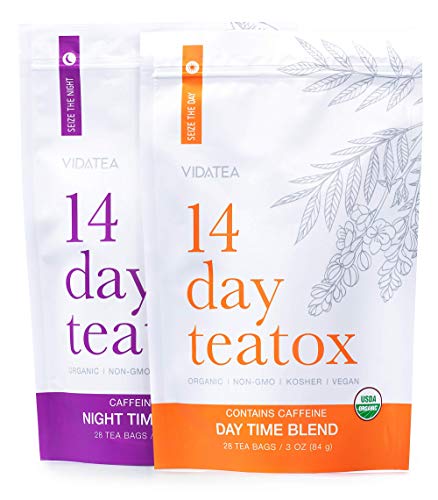 14 Day and Night Detox Tea – Teatox (28 Tea Bags) – Organic All Natural Antioxidant Weight Loss Tea, Herbal Body Detox Cleanse, with Refreshing Taste – Vida Tea