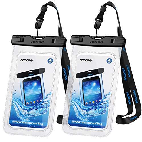 Mpow Universal Waterproof Case, IPX8 Waterproof Phone Pouch Dry Bag Compatible for iPhone Xs Max/XS/XR/X/8/8P/7/7P Galaxy up to 6.0″, Protective Pouch for Pools Beach Kayaking Travel or Bath (2-Pack)